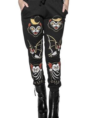 BlackCraft Vampire Cat Bat Halloween Sweatpants Women's Size S Black